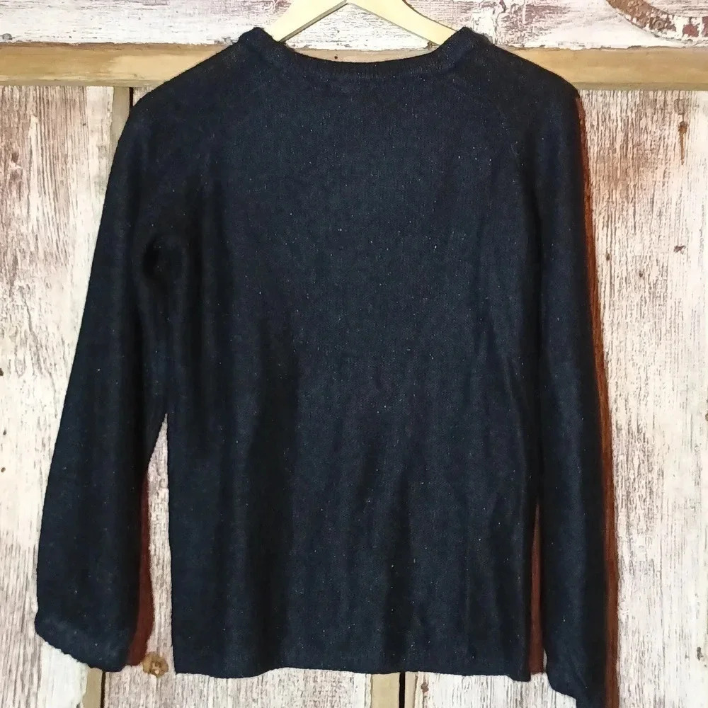 Lissy open knit crochet sweater elastic bell sleeves crew neck small - Picture 6 of 8